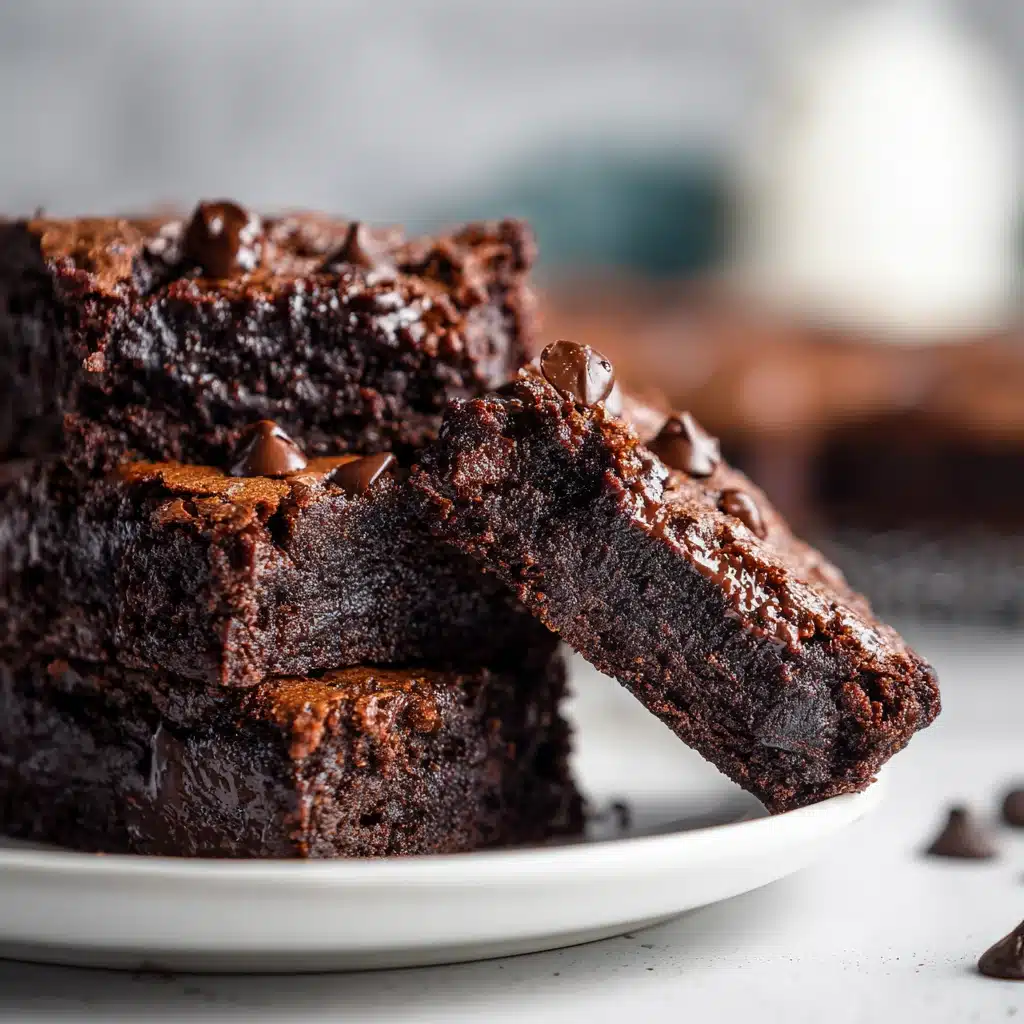 A piece of sugar free black bean brownie being lifted from the plate, showing a gooey chocolate center.