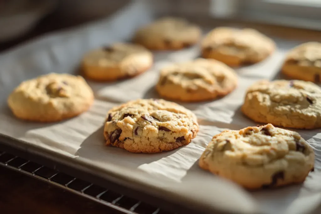 Freshly baked cookies with golden, crisp edges on a tray—learn how to get perfect cookie edges every time.