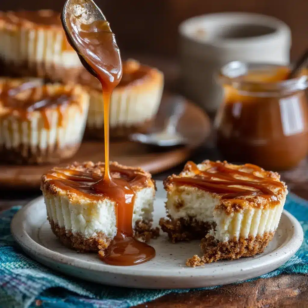 Overhead flat lay of ingredients for salted caramel cheesecake cups on a rustic surface.