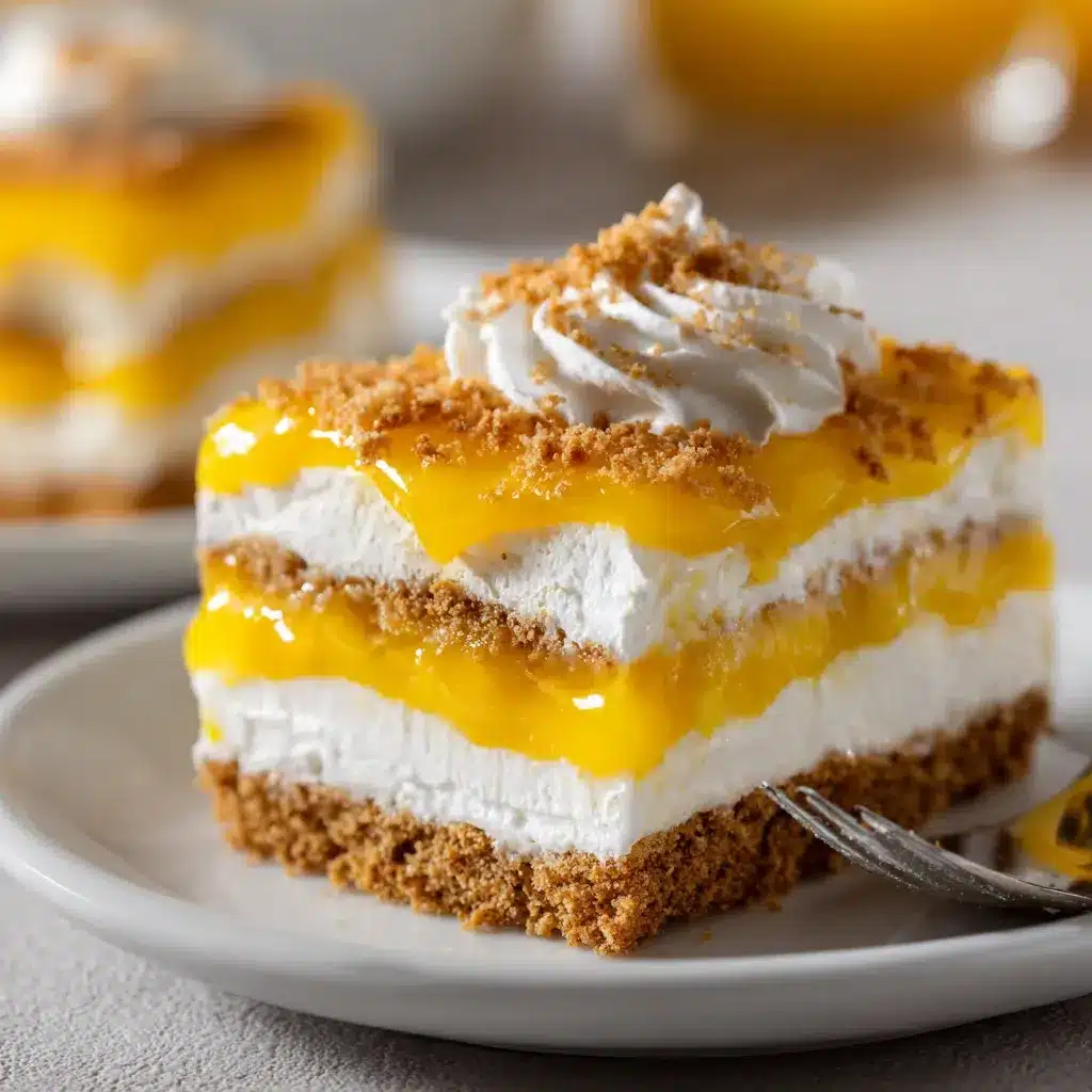 A slice of mango float being served, showing creamy layers and juicy mango topping