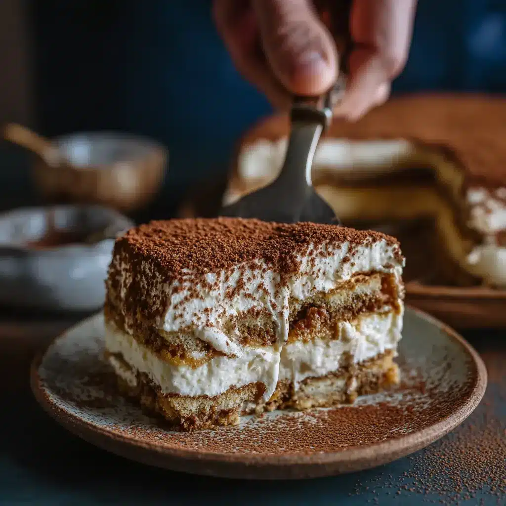 Tiramisu tres leches no bake in a trifle dish with berries and mint.