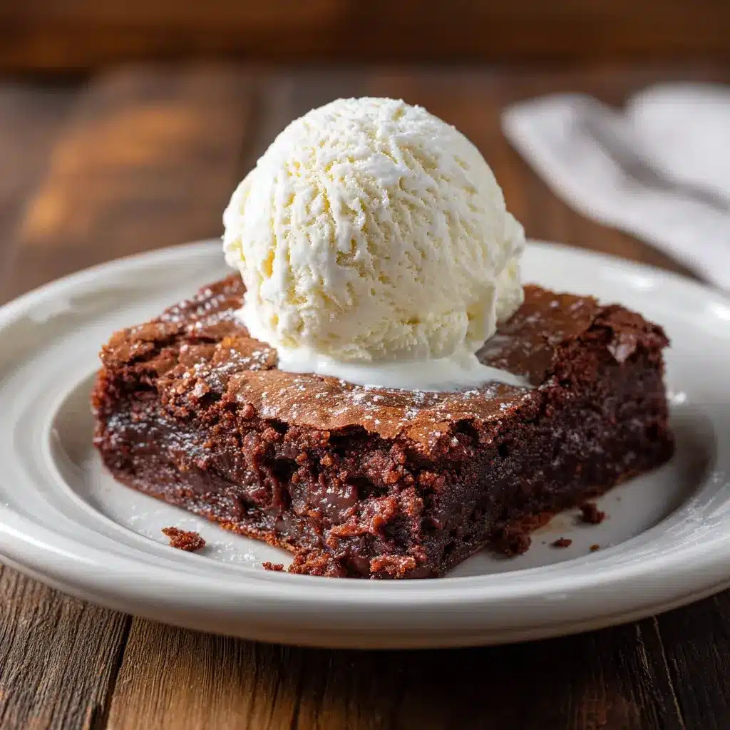 Stack of chocolate mochi brownies showing chewy fudgy texture.
