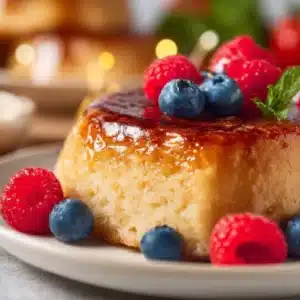 Delicious Crème Brûlée Cake with a crispy caramelized top and creamy filling