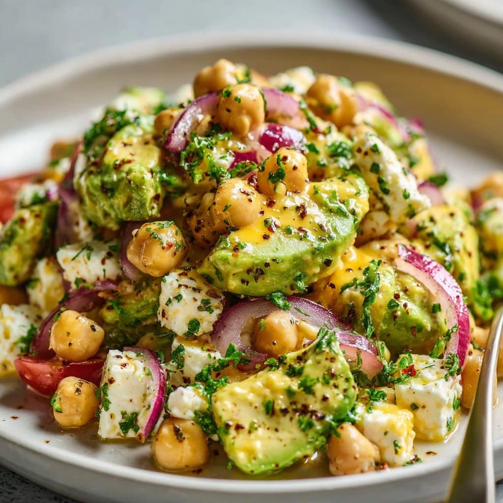 Chickpea Feta Avocado Salad