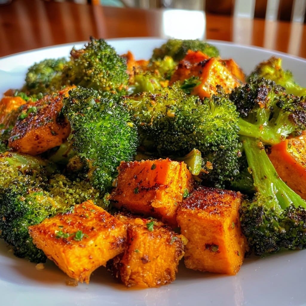 Delicious Roasted Broccoli and Sweet Potatoes