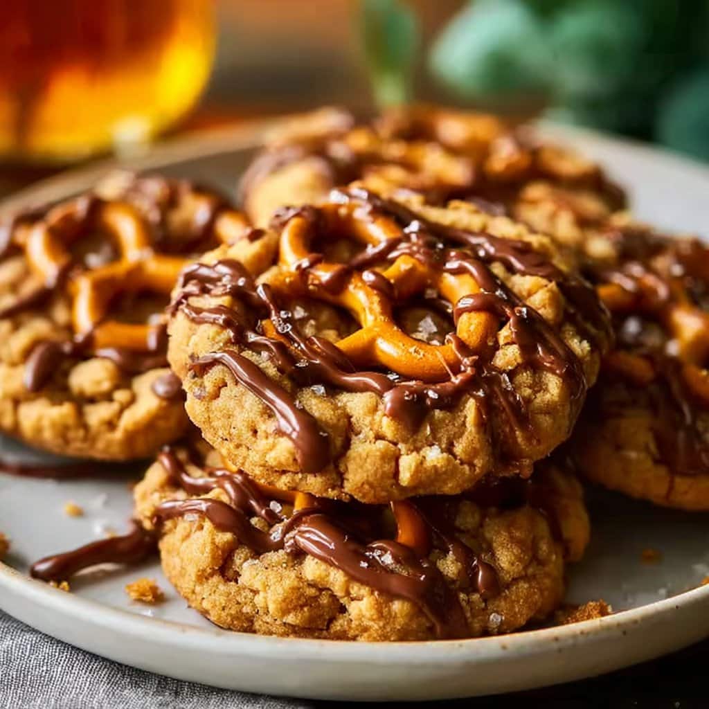 Salty-Sweet Pretzel Peanut Butter Cookies