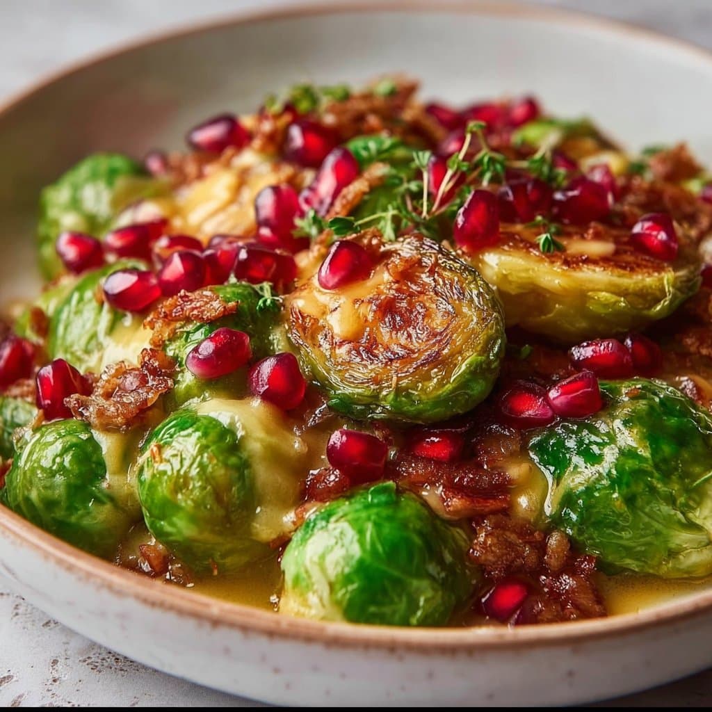 Festive Brussels Sprouts with Pomegranate