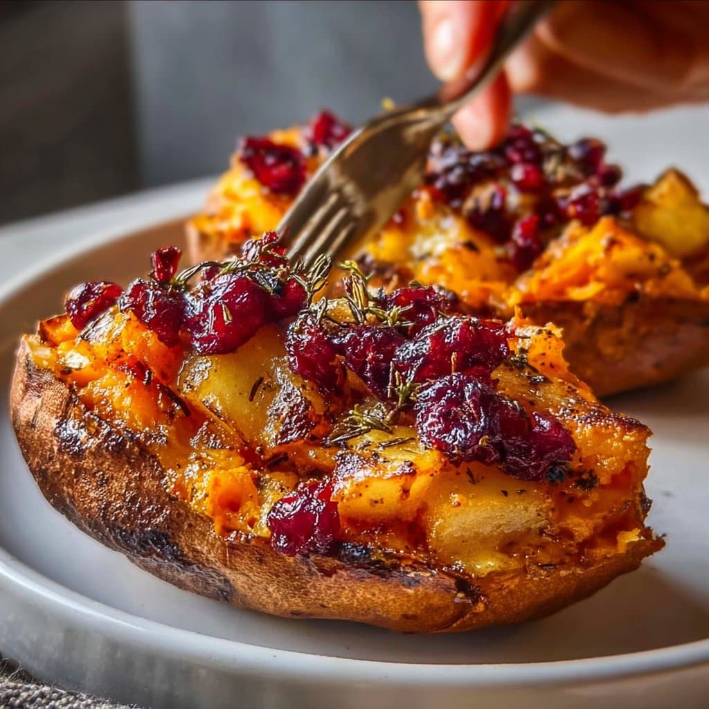 Cranberry Apple Twice-Baked Sweet Potatoes