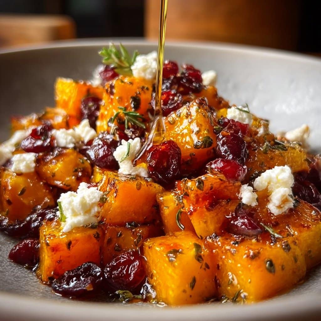 Roasted Butternut Squash with Cranberries and Feta Bliss