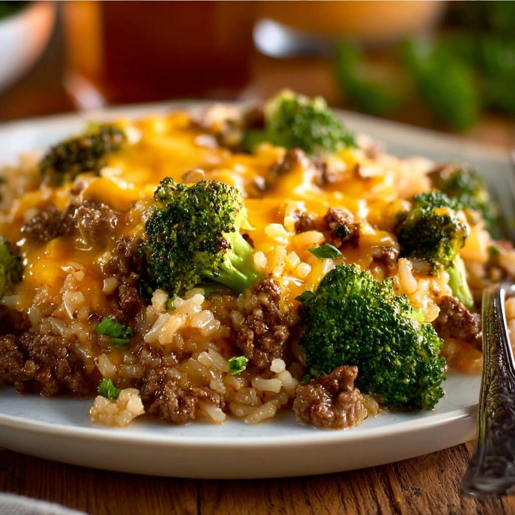 Cheesy Beef Broccoli and Rice