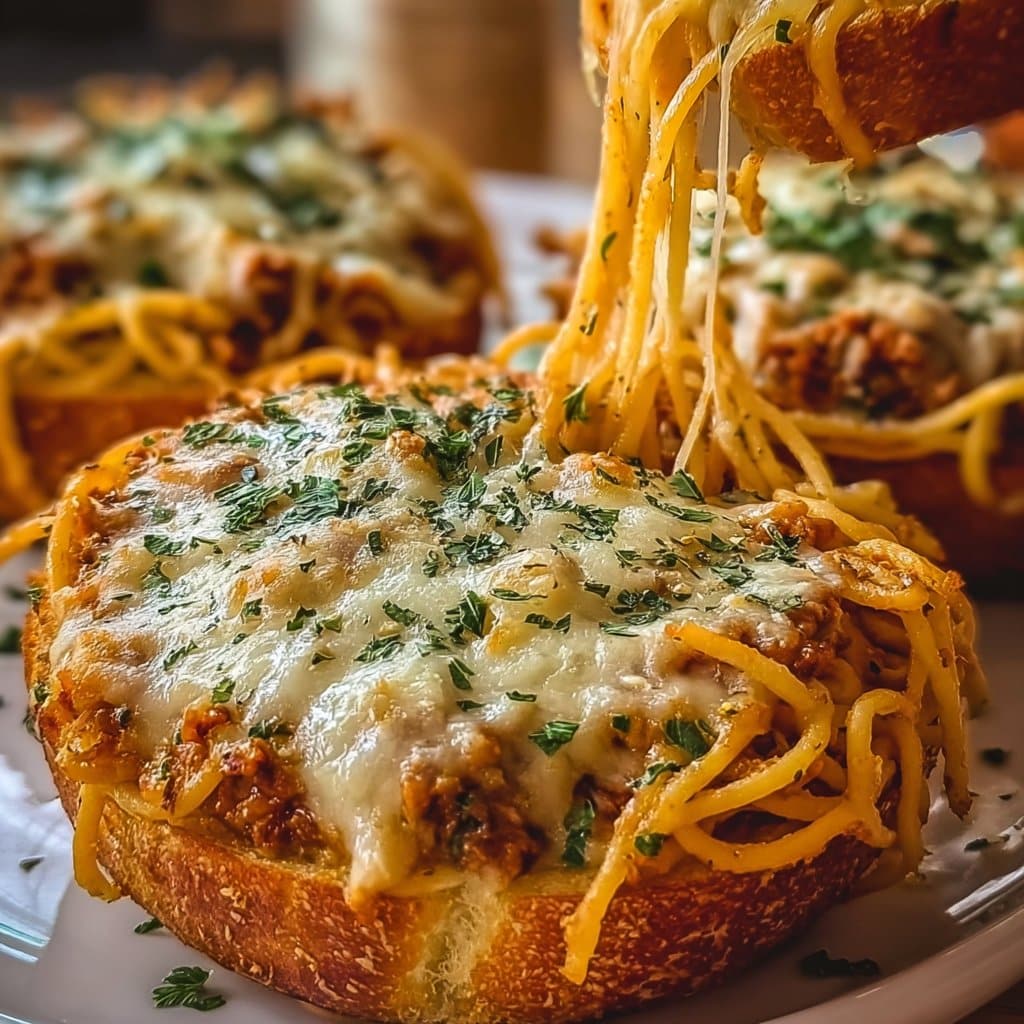 Spaghetti Garlic Bread Bowls
