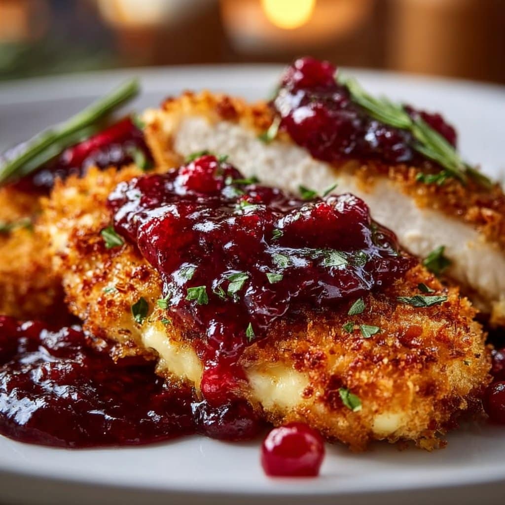 Crusted Turkey Fillets with Cranberry Sauce