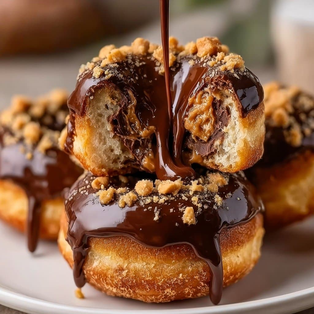 Chocolate Peanut Butter Cup Stuffed Donuts