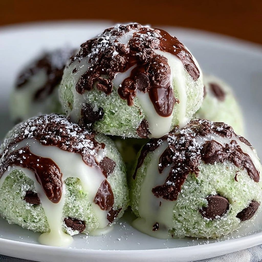 Easy Mint Chocolate Chip Snowball Cookies