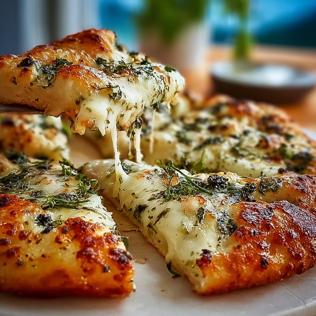 Cheesy Basil and Garlic Pizza
