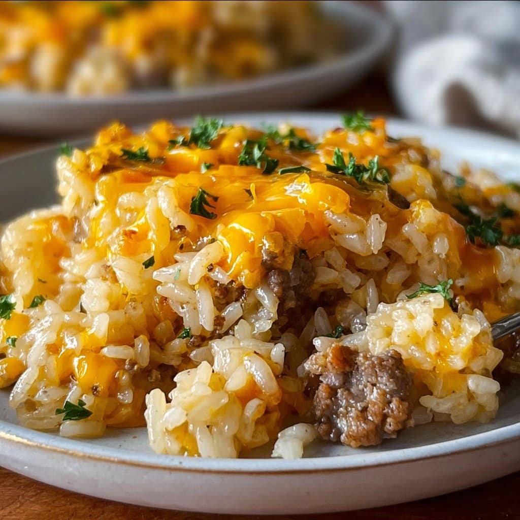 Cheesy Hamburger Rice Casserole