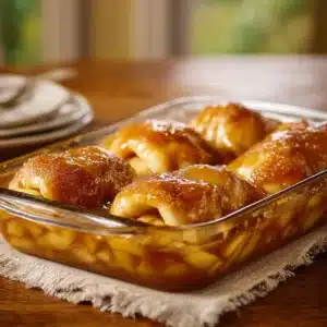 Delicious Crescent Roll Apple Dumplings served warm with cinnamon sugar glaze