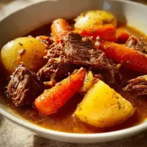 Delicious Crockpot beef stew with carrots and potatoes