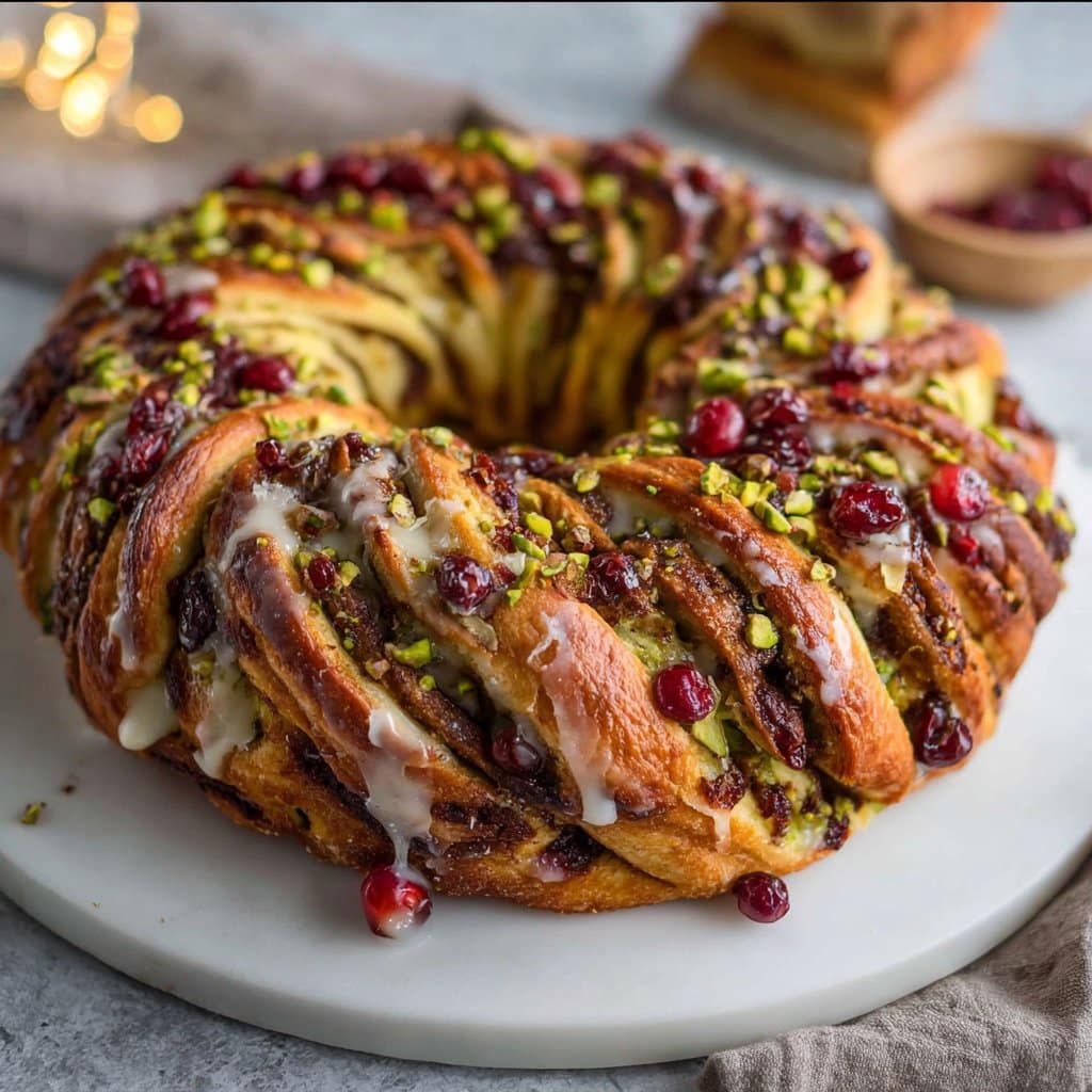 Cranberry Pistachio Babka Bread Wreath