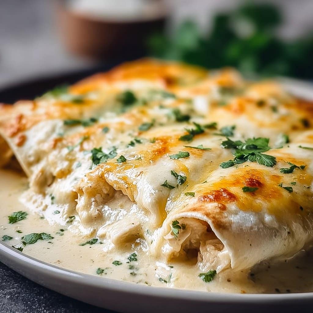 Creamy White Chicken Enchiladas