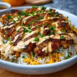 Creamy Cajun Chicken and Rice Bowls served in a bowl, garnished with herbs
