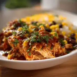 Crockpot protein-packed meal featuring chicken, beans, and vegetables for a nutritious dinner.