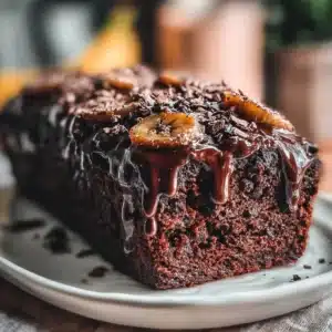 Delicious chocolate espresso banana bread fresh out of the oven