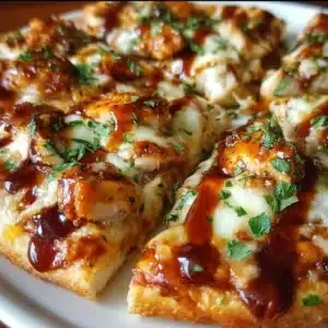 Delicious Chili Garlic Chicken Pizza topped with fresh ingredients.
