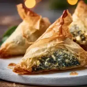 Easy gluten free spinach pie parcels filled with fresh spinach and cheese