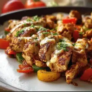Easy high-protein chicken skillet dinner recipe with vegetables