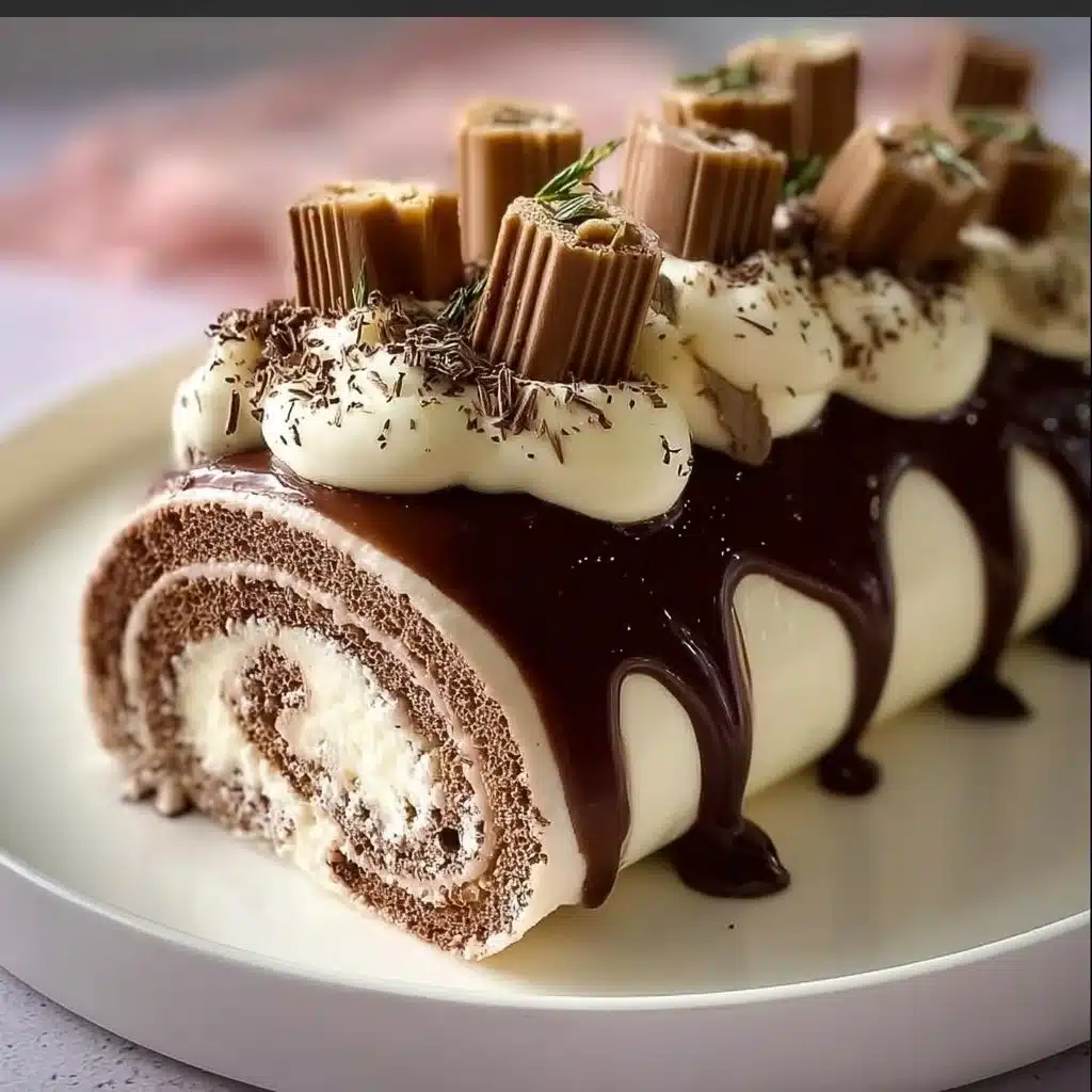 Elegant Chocolate and Cream Wafer Roll Cake