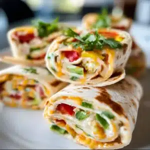 Fresh vegetable tortilla roll ups with colorful veggies inside