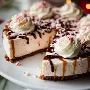 Holiday Bliss Christmas Peppermint Pie adorned with festive toppings