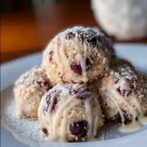 Irresistible Cherry Snowball Cookies with powdered sugar coating
