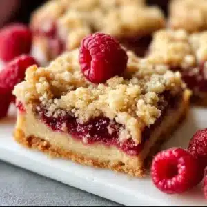 Delicious lemon raspberry crumble bars topped with crispy crumble topping