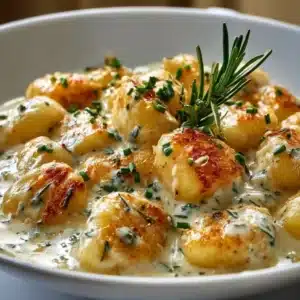 Delicious Millionaire Gnocchi with creamy sauce served in a bowl