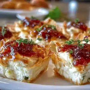 Quick pepper jelly cream cheese dip served as an easy appetizer.