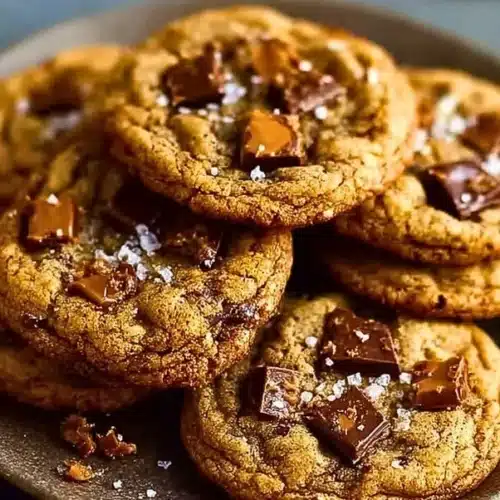 Delicious brown butter toffee cookies on a plate