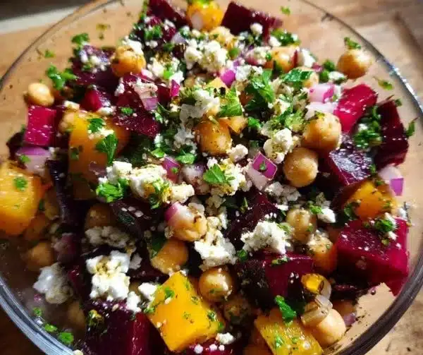 Chickpea Beet Feta Salad