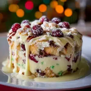Christmas Tree Cake Trifle with layers of cake and creamy frosting