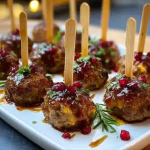 Platter of easy mini meatball skewers for a perfect party appetizer