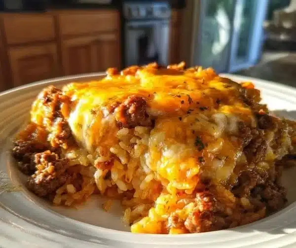French Onion Beef Rice Casserole