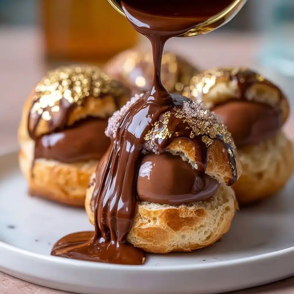 Gold-Dusted Chocolate Profiteroles