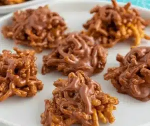 Homemade Haystack Treats made with chocolate and crunchy ingredients