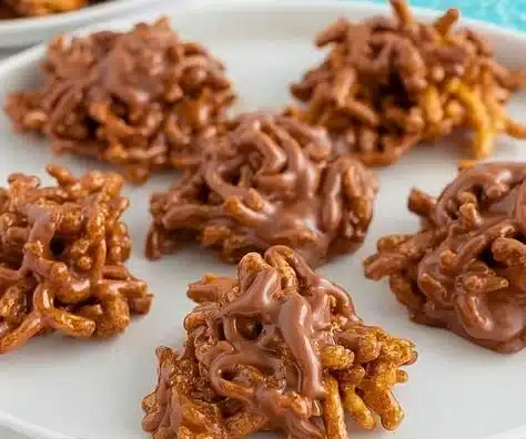 Homemade Haystack Treats made with chocolate and crunchy ingredients