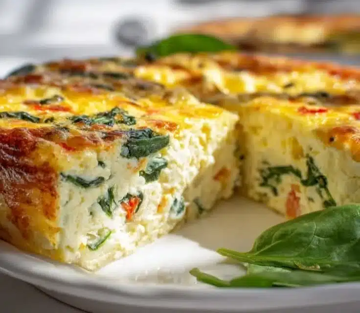 Healthy Cottage Cheese & Spinach Crustless Quiche Recipe