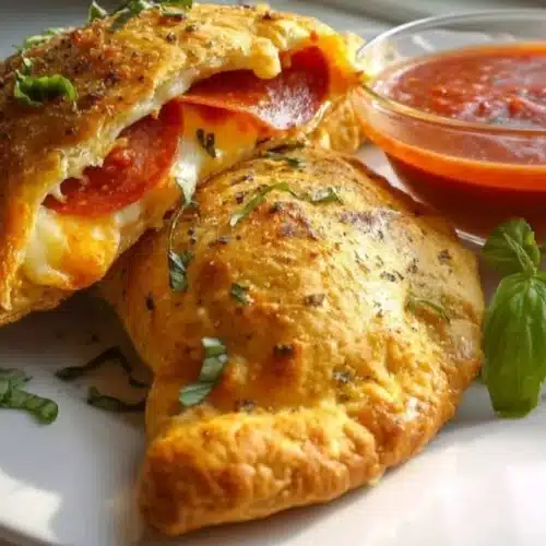 Delicious homemade cheesy pizza pockets fresh out of the oven