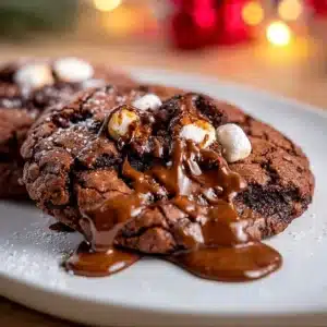 Deliciously festive hot chocolate cookies decorated for Christmas