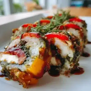 Plate of Italian Sushi featuring fresh ingredients and unique flavors.