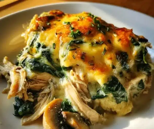 Low Carb Chicken Spinach Mushroom Bake
